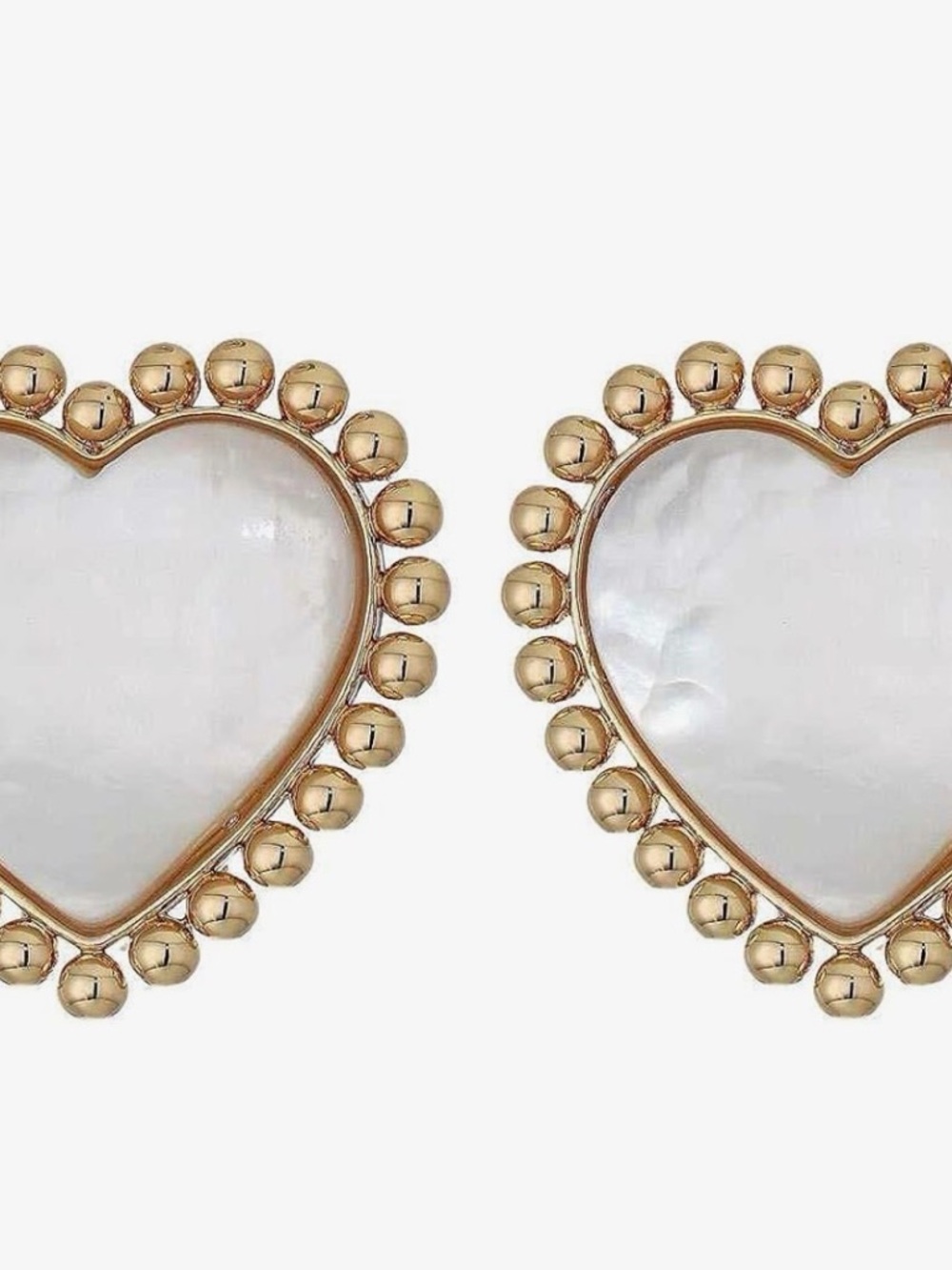 Tory Burch Gold-Tone Heart Mother-of-Pearl Stud Earrings